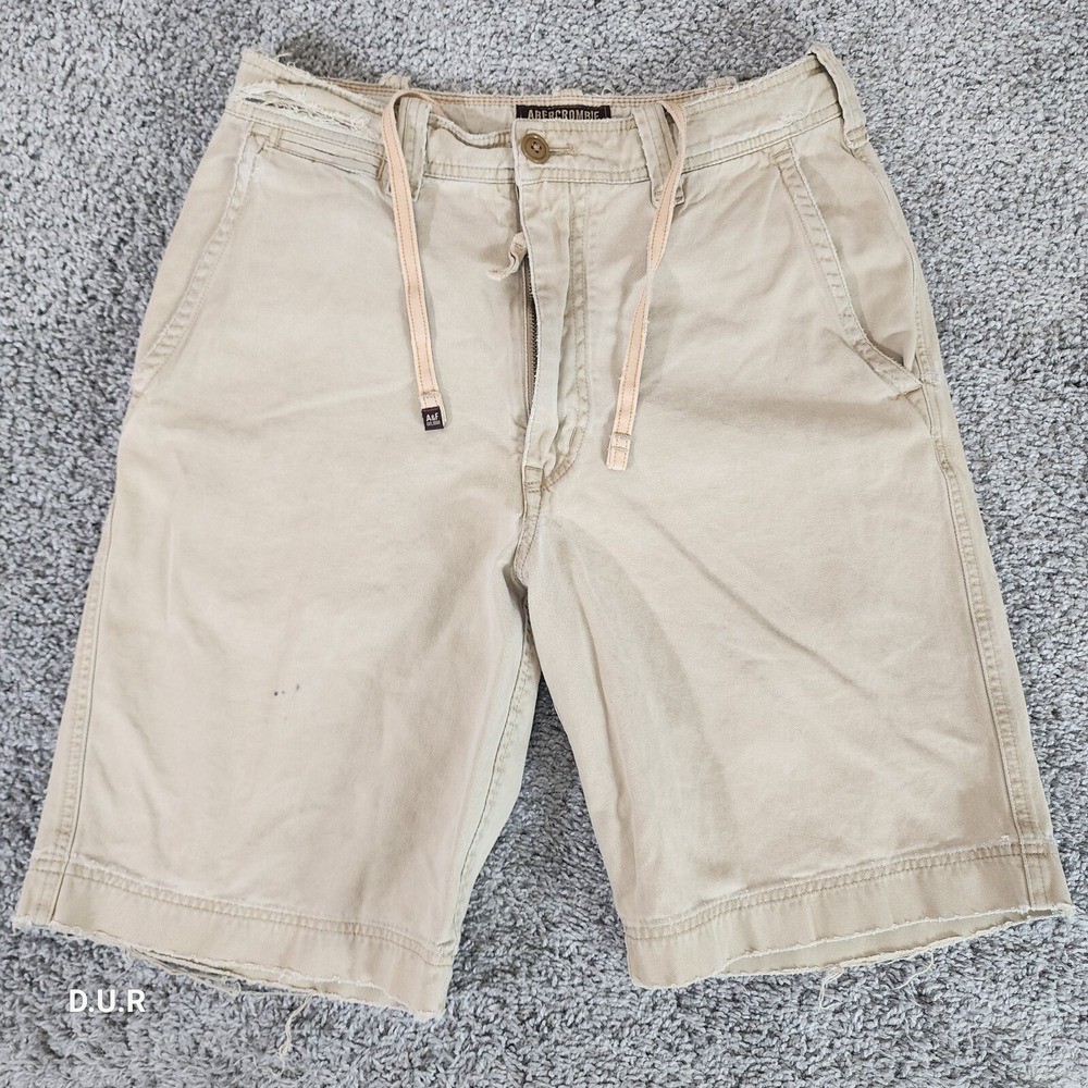 ABERCROMBIE & FITCH Shorts Men's 30x10 Tan‎ Drawstring Chino Vintage Outdoor Y2K
